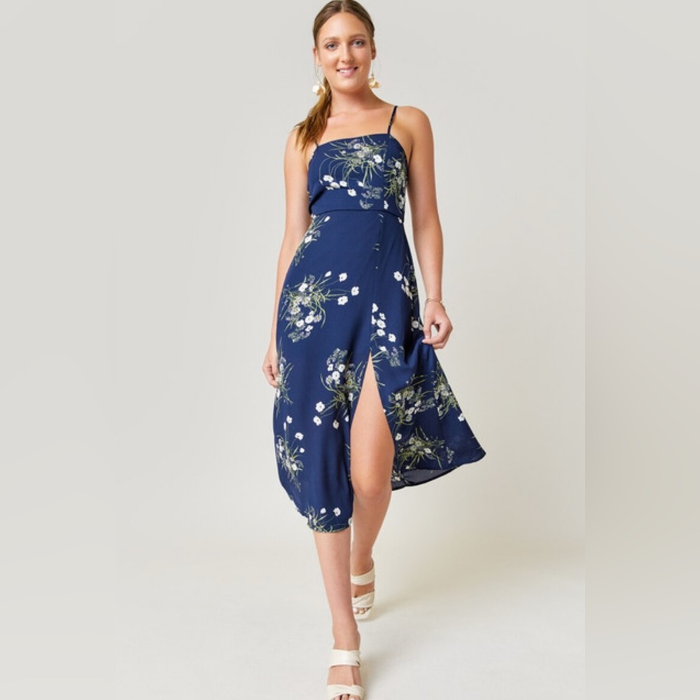 Blue Rain - Blue dress with light flower print